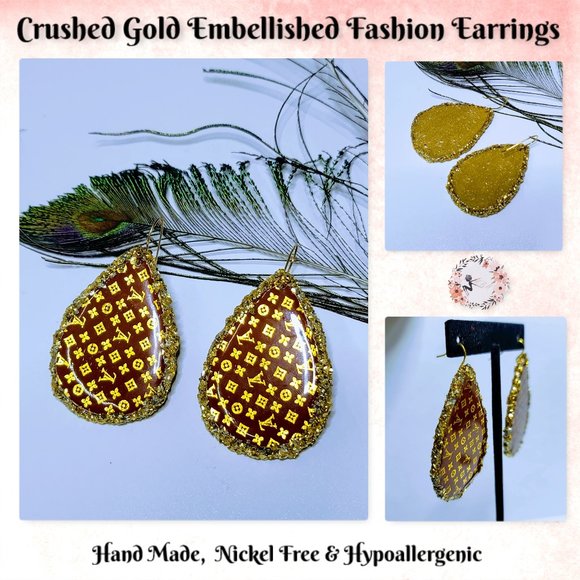 The MBM Boutique Jewelry - 🆕Crushed Gold Edge, Resin Fashion Earrings